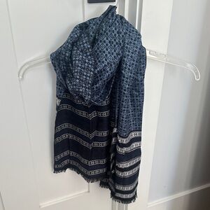 Blue and Black Patterned Scarf